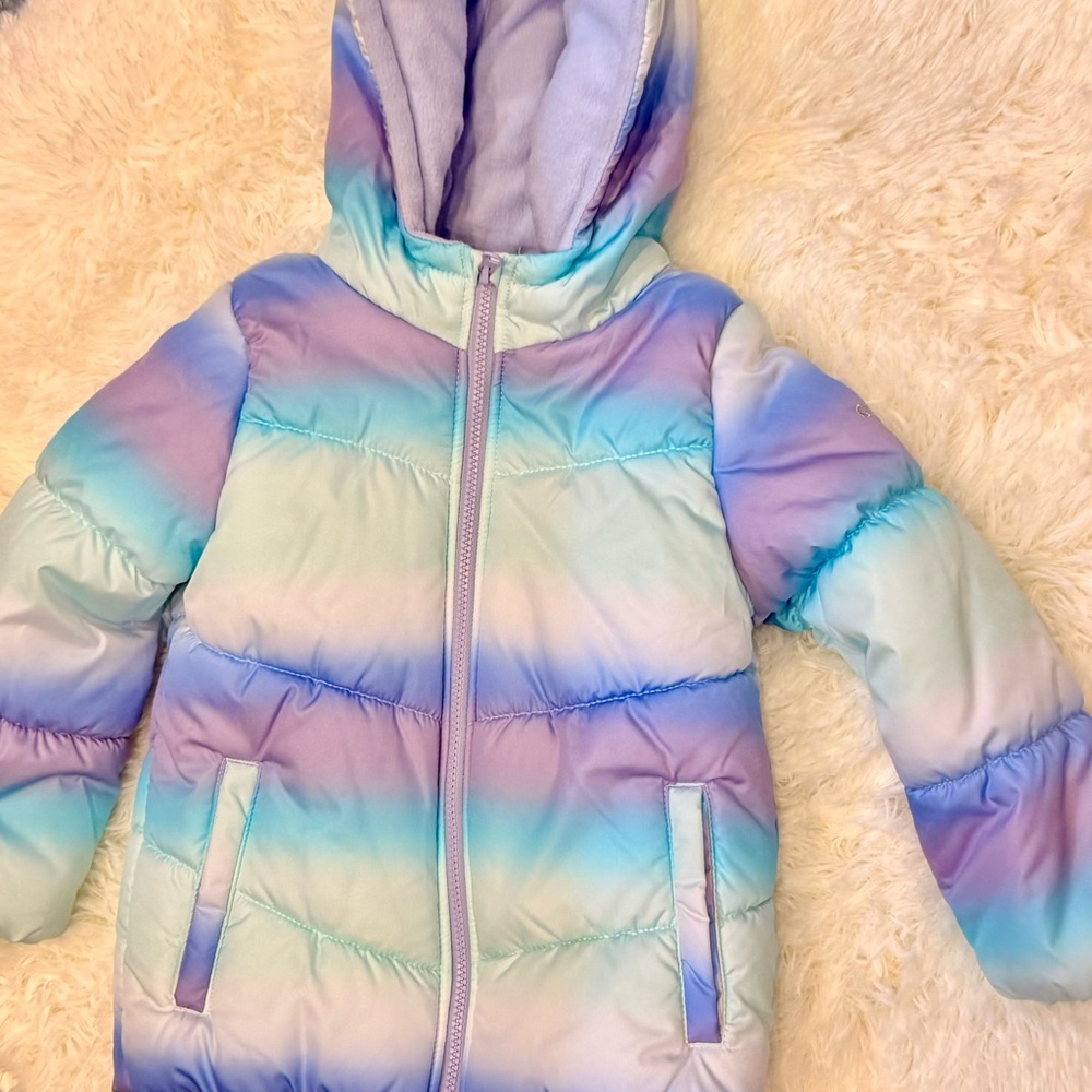 OshKosh B'gosh Pastel Rainbow Puffer Jacket - Lavender, Mint, Sky Blue